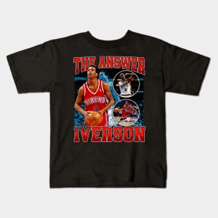 Allen Iverson The Answer Basketball Signature Vintage Retro 80s 90s Bootleg Rap Style Kids T-Shirt